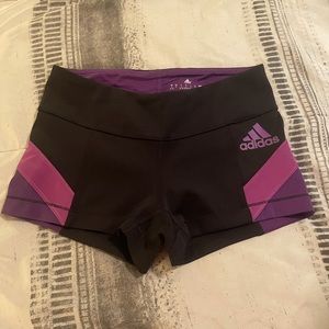 Adidas black and purple spandex shorts ladies small NWOT